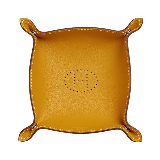 Hermès Leather tray, Gold