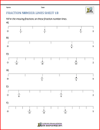15 number line subtracting worksheets. Fraction Number Line Sheets