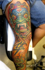 Off The Map Tattoo Tattoos Color Oriental Leg Dark Skin Tattoo Color Tattoo Tattoos