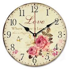 Wanduhren als werbeartikel für büros und viele andere räume. Wanduhr Landhaus Rund Design Rosen Motiv Aus Holz Zu Gunstigen Preisen Kaufen Vintage Uhren Wanduhr Dekoration Rustikale Wanduhren