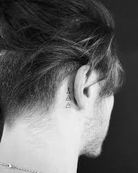 Small Glyph Tattoos Behind The Right Ear Glyph Tattoo Neck Tattoo For Guys Behind Ear Tattoo