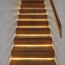 Led Lighting Under Stairs A Much More Modern Look Than Vent Lights In The Walls Stair Lighting Diy Staircase Lighting Ideas Stairs Light Design