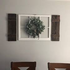 Pair Of Board And Batten Shutters Shutter Wall Decor Etsy In 2020 Shutter Wall Decor Wall Decor Living Room Rustic Porch Wall Decor