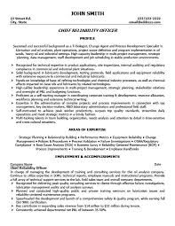 chief reliability officer resume