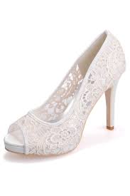 Escarpin, cocody, abidjan, cote d'ivoire. Escarpin De Mariage Bout Ouvert En Dentelle Guipure Ivoire Persun Fr