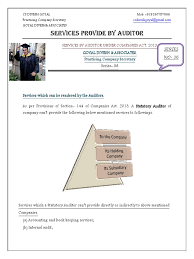 The 2013act lays down under section 141 (1) that a person is eligible for appointment as an auditor of a company only if he is a chartered accountant and in cases of firms, majority of. Services Provided By Auditor Auditor S Report Accountant