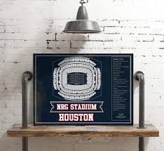 Houston Texans Nrg Stadium Seating Chart Vintage Football Print