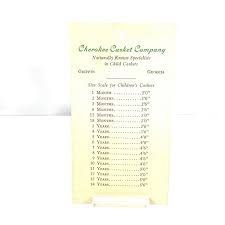 Mortician Child Size Chart Cherokee Casket Co Death Funeral Advertising