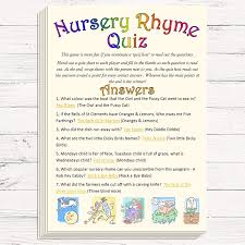 Guests write the answers to these nursery rhyme questions. Easy Quiz Questions On Nursery Rhymes Quiz Questions And Answers