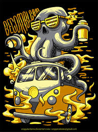 Octopus Car Illustration Commission Graphicdesign Combi Vw Volkswagen Automotive Classic Becombi Com Tee T S Illustration Design Vw Art Cartoon Art