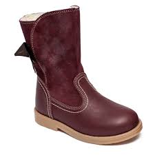 Cizme fete din piele cu blana hokide 8104 grena 26-37. Incaltaminte din  piele pentru copii si adulti