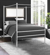 How to make a diy canopy bed frame. Buy Metallic Canopy Queen Size Poster Bed In White Finish By Twigs Direct Online Poster Beds Beds Furniture Pepperfry Product