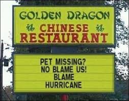 Hurricane Irene Devastates Chinese Restaurant Industry Funny Chinese Funny Signs Funny