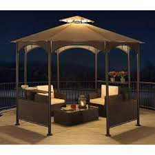 Fast, easy setup in minutes! 10 X 10 Wicker Gazebo Heavy Duty Outdoor All Weather Roof For Patio Sets Hotel