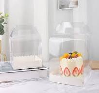 5 pcs acetate cake box with handle and holder