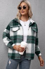 Plaid Button Down Flannel Shacket Caramel S Social Co Boutique