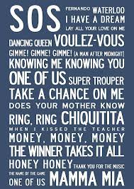 Abba Song Titles Poster Come Hear These Songs Live Abba Tribute Oct 21 2013 My Favorite Song Waterloo Mamma Mia Mama Mia Songs