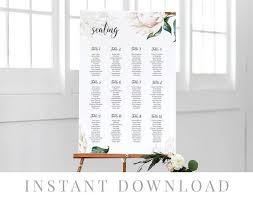 Seating Chart Instant Download Wedding Signage Diy Printable Wedding Signs Templett Editable Pdf Rustic Wreath Australian Protea