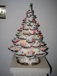 Vintage Rare Atlantic Mold Ceramic White Lighted Christmas Tree Gold Tipped Vintage Ceramic Christmas Tree Vintage Christmas Christmas Tree Art