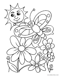 Free printable spring coloring page for kids of all ages. Spring Coloring Pages Butterfly Flower Sun Coloring4free Coloring4free Com
