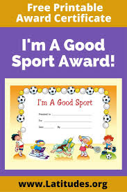 Free Award Certificate Im A Good Sport Primary Sports