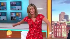Explaining why she seemed unsettled just minutes after coming on air at 6am, kate said she initially had a stripey top on which would have created a strobing effect had she worn it on. Gmb Bombshell Kate Garraway Unleashes Jaw Dropping Curves In Very Plunging Dress Daily Star
