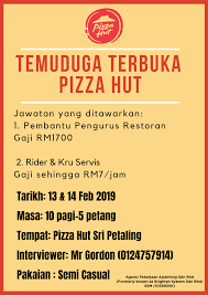 Currently, pizza hut has over 7,500 restaurants in the us and over 5,600 restaurants in 97 countries. Morning Admin Nak Tambah Info Maukerja Malaysia Facebook