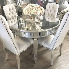 Mirrored Round Dining Table With Champagne Gold Detailing Diningtable Mirroredfurniture Interiors Luxury Dining Room Dining Room Table Decor Luxury Dining