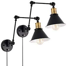 Wall sconce lights with on/off switch. Larkar Dimmable Swing Arm Wall Lamp Plug In Cord Industrial Wall Sconce With On Off Switch E Swing Arm Wall Lamps Wall Sconces Bedroom Industrial Wall Lights