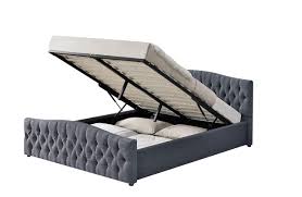 Dhp rose upholstered bed with storage, gray linen, queen. Kamco Direct Linen Dark Grey Hamburg Ottoman Storage Bed With Fabric Buttons In Headboard And Footboard Single Double And King Size King Size 5ft Buy Online In Bahamas At Bahamas Desertcart Com Productid