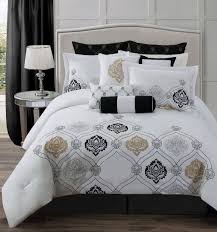 <p>to cover your bed, the florentina cotton rich metelassé white bedspread has a luxurious quilted design. 10 Piece Queen Claibourne Black White Comforter Set Black And White Bedspreads Bed Linens Luxury Gold Bedding Sets