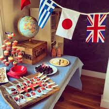 Travel the world in one night with our around the world theme kit. Frog Goose And Bear An Around The World Themed Birthday Party Travel Party Theme Party World International Party