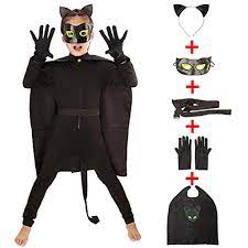 Kids Ladybug And Cat Noir Costume Childrens Cosplay Jumpsuits With Cloak Mask Fancy Dress Cat Noir Costume Ladybug And Cat Noir Costume Baby Costumes For Boys