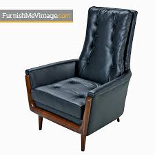 Brass tacked tufted leather high back wing chairs. Restored Adrian Pearsall Style Black Leather Highback Tufted Lounge Chair Furnish Me Vintage
