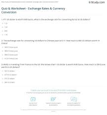From tricky riddles to u.s. Quiz Worksheet Exchange Rates Currency Conversion Study Com