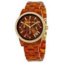 Michael Kors Ritz Brown Dial Chronograph Tortoise Acetate Ladies ...