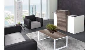 High back chairs can be upholstered in either black or white pu and feature glossy chrome legs. Beta Reception Solution With Monument Oak And White Mma Office Furniture