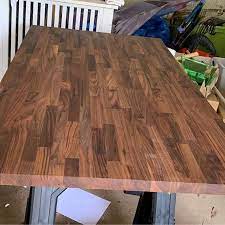 The l part extend out an additional 14 for a total with of 44. Pretty Walnut Butcher Block Desktop 25 30 X 48 To 72 Etsy