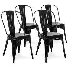 Highland commercial grade indoor metal dining chair with pine wood seat, matt gunmental color. Best Choice Products Set Of 4 Industrial Metal Dining Side Chairs Black Walmart Com Side Chairs Dining Metal Dining Chairs Black Metal Dining Chairs