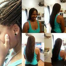 Long Box Braids With The Ends Dipped In Hot Water Very Happy Client For Her Birthday Braids With Curls Natural Hair Styles Hair Beauty