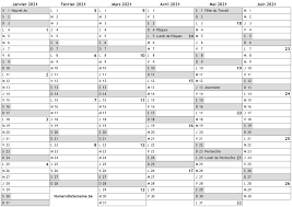 Liste et dates des 52 semaines iso du calendrier 2021 à consulter et à télécharger. Calendrier 2021 1er Semestre
