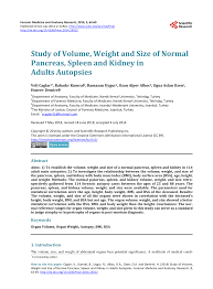 pdf study of volume weight and size of normal pancreas