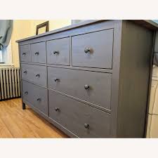 His previous dresser was the same dresser i bought for his sisters when they were little, so the drawers were super tiny. Ikea Hemnes 8 Drawer Dresser Dark Gray Stained Aptdeco