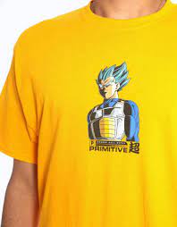 Elastic waist band with adjustable drawstring. Primitive X Dragon Ball Super Shadow Vegeta T Shirt Gold Route One