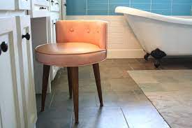 warm light orange vanity chair with low backrest in modern style vanity chair vanity stool elegant vanity