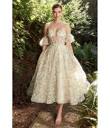 Retro & Vintage Green Romantic Floral Organza Tea Length Prom Gown ...