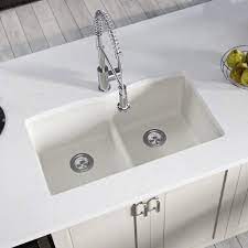 Undermount sinks are most commonly seen in our most popular brands such as franke, brass & traditional and perrin & rowe. Mr Direct White Quartz Granite 33 In Double Bowl Undermount Kitchen Sink 812 W The Home Depot