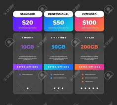 Comparison Table Business Pricing Chart Web Banner Web Site