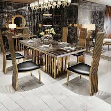 If you prefer the feel of an informal eating arrangement, consider a round dining room set. China Luxury Classic Modern Marble Top 1 6 Set Brown Square Dining Table Set With Leather Chair China Home Furniture Modern Dining Table Sets