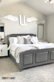 Farmhouse bedroom furniture bedroom furniture makeover painted bedroom furniture grey furniture repurposed furniture rustic furniture redoing furniture ikea coffee table closet remodel. Gray Painted Bed An Easy Bedroom Update Tracey S Fancy Grey Painted Bed White Master Bedroom Master Bedroom Furniture